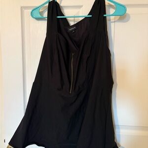 torrid Black Sleeveless Zip-Front Flared Tank